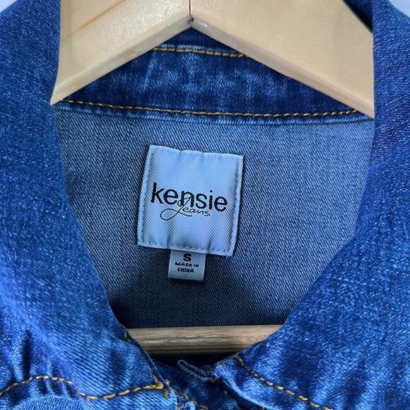 KENSIE JEANS Dark Wash Denim Jean Button Up Long Sleeve Jacket Size Small - Picture 7 of 11